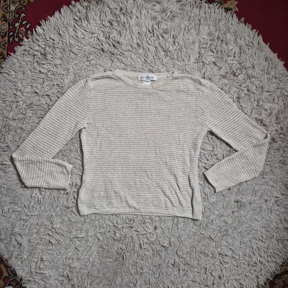 Womens Vintage Sweater Top Silk Linen Blend Jones New York 90s Size Small S ✨️💫